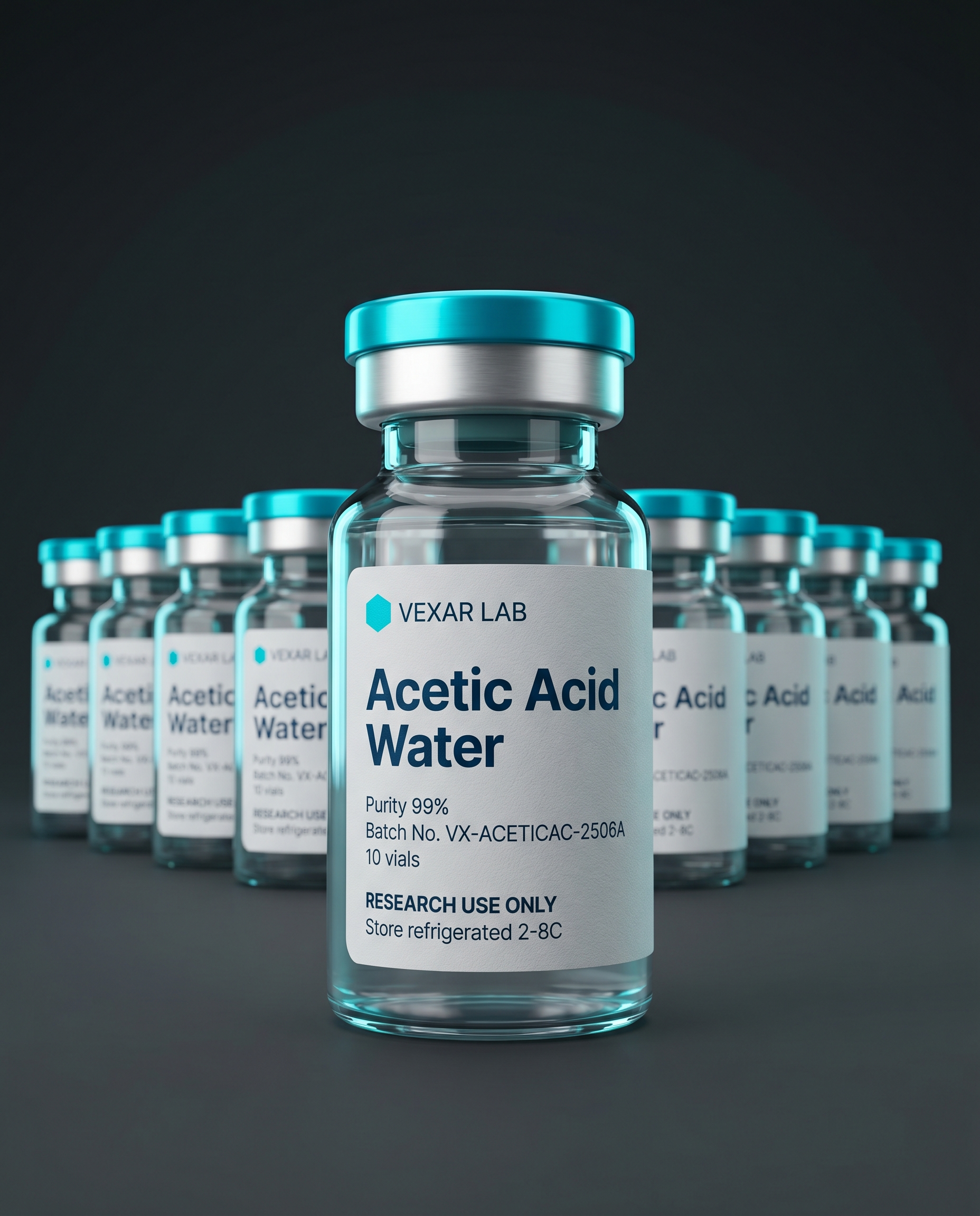 Vexar Lab Acetic Acid Water research peptide, pack of 10 vials, for research use only