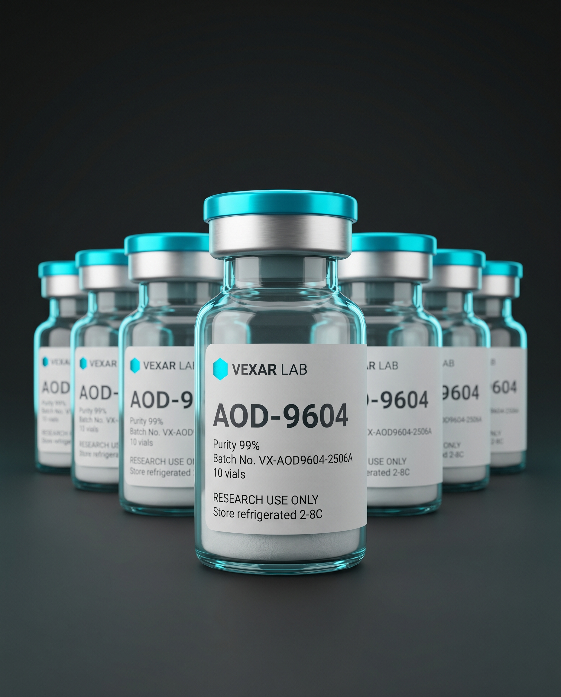 Vexar Lab AOD-9604 research peptide, pack of 10 vials, for research use only