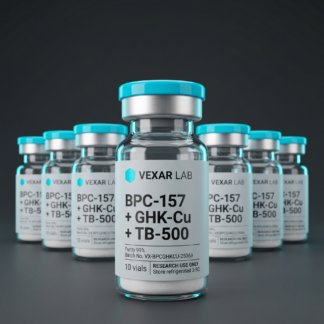 Vexar Lab BPC-157 + GHK-Cu + TB-500 research peptide, pack of 10 vials, for research use only