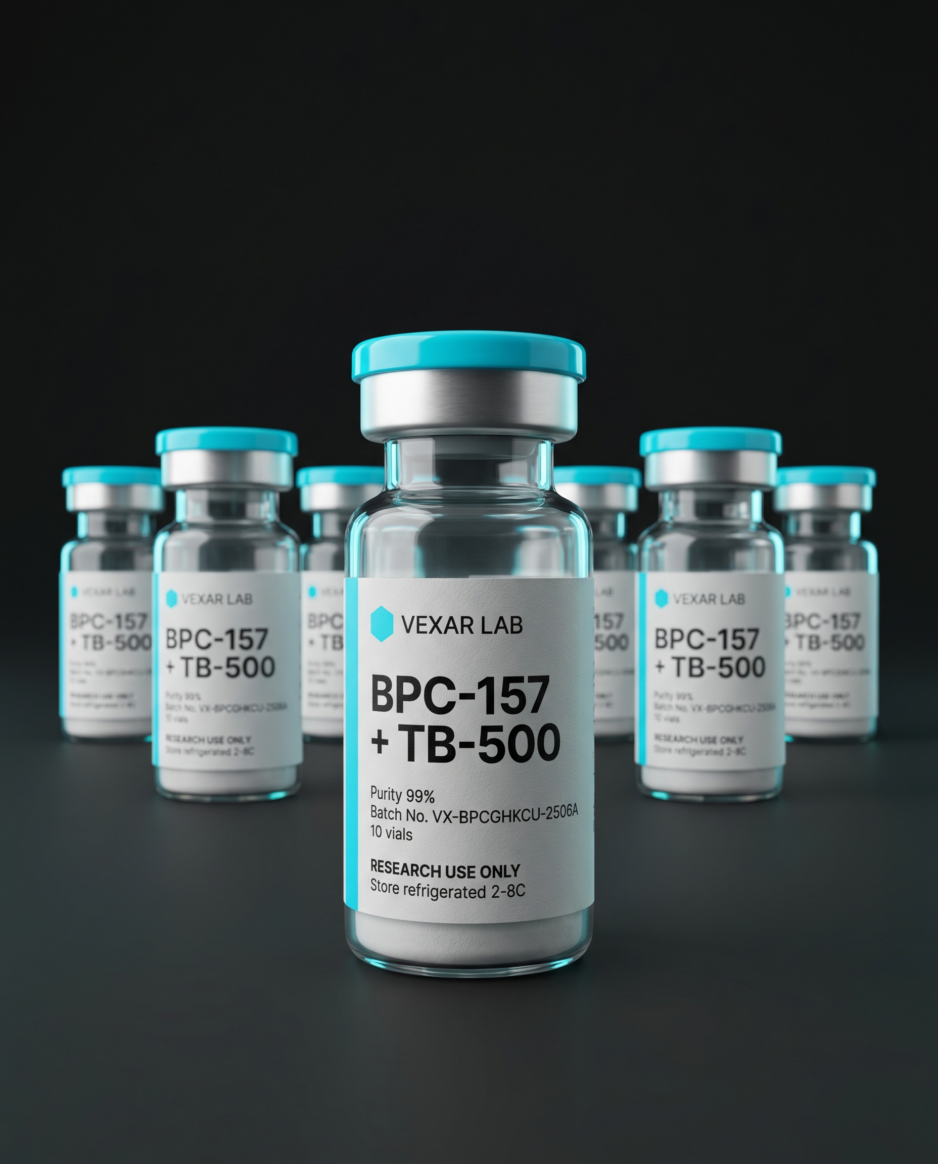 Vexar Lab BPC-157 + TB-500 research peptide, pack of 10 vials, for research use only