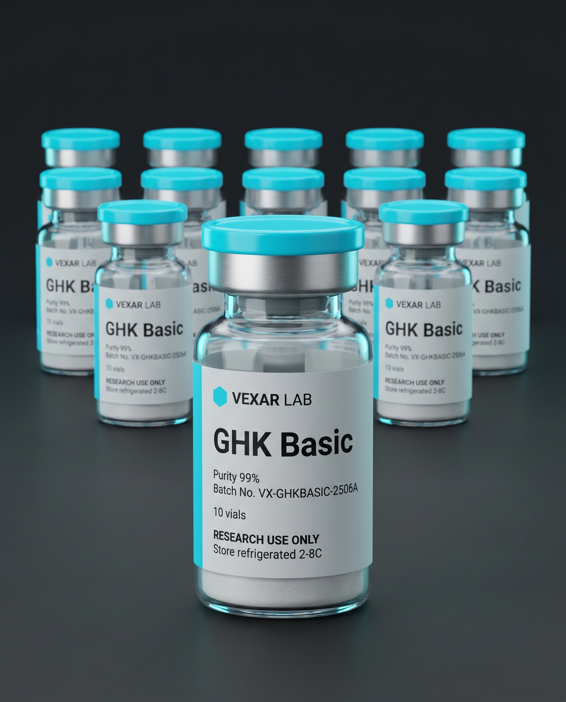 Vexar Lab GHK Basic research peptide, pack of 10 vials, for research use only