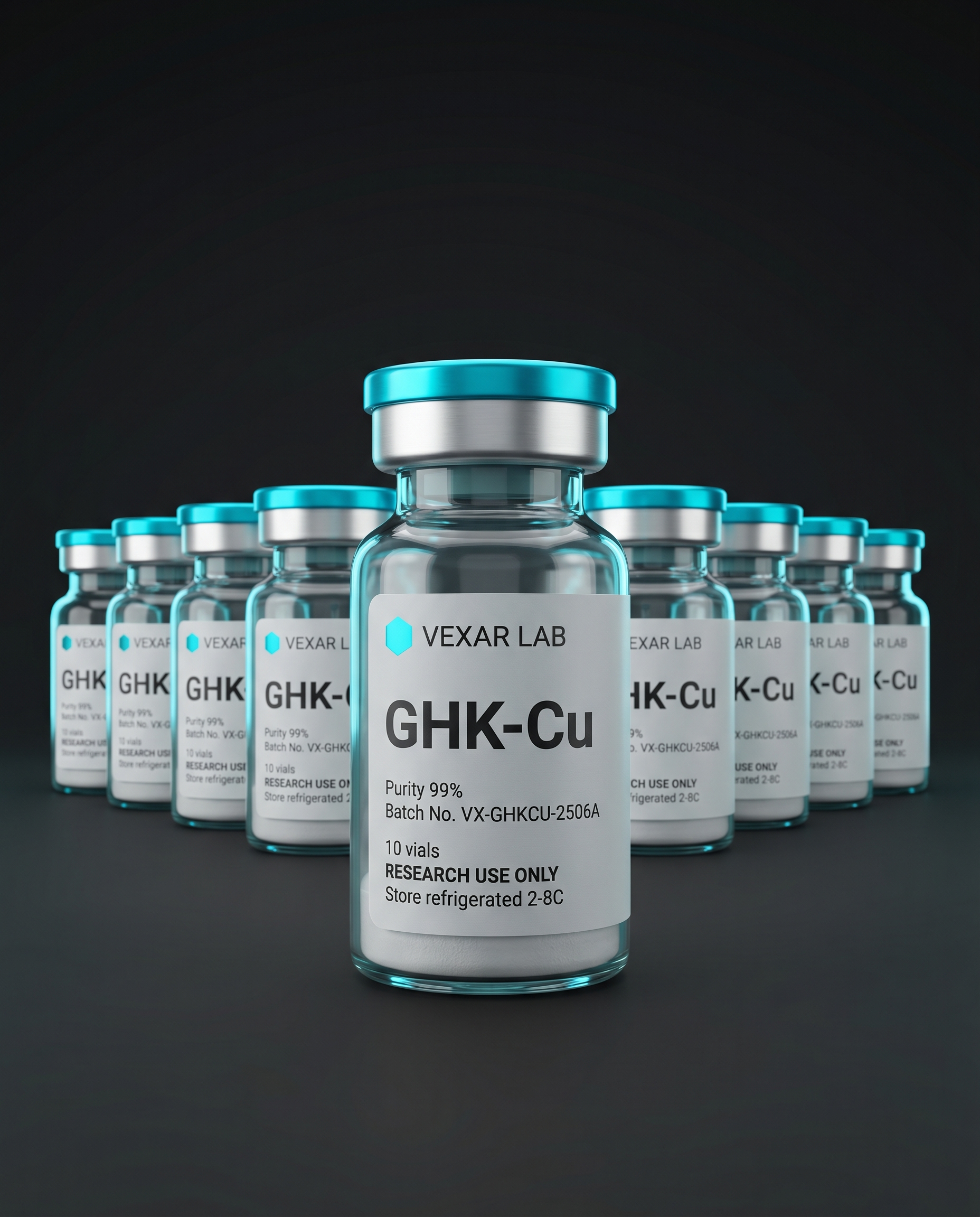 Vexar Lab GHK-Cu research peptide, pack of 10 vials, for research use only