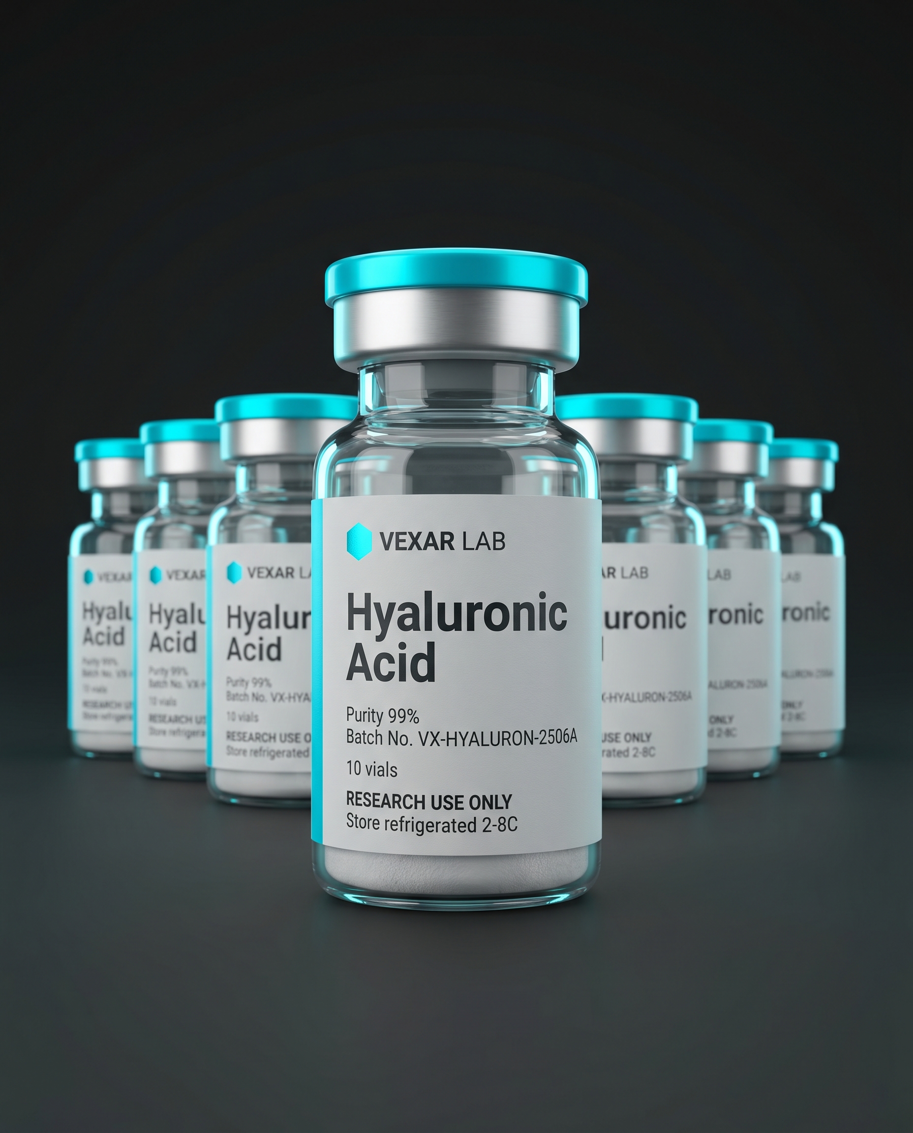 Vexar Lab Hyaluronic Acid research peptide, pack of 10 vials, for research use only