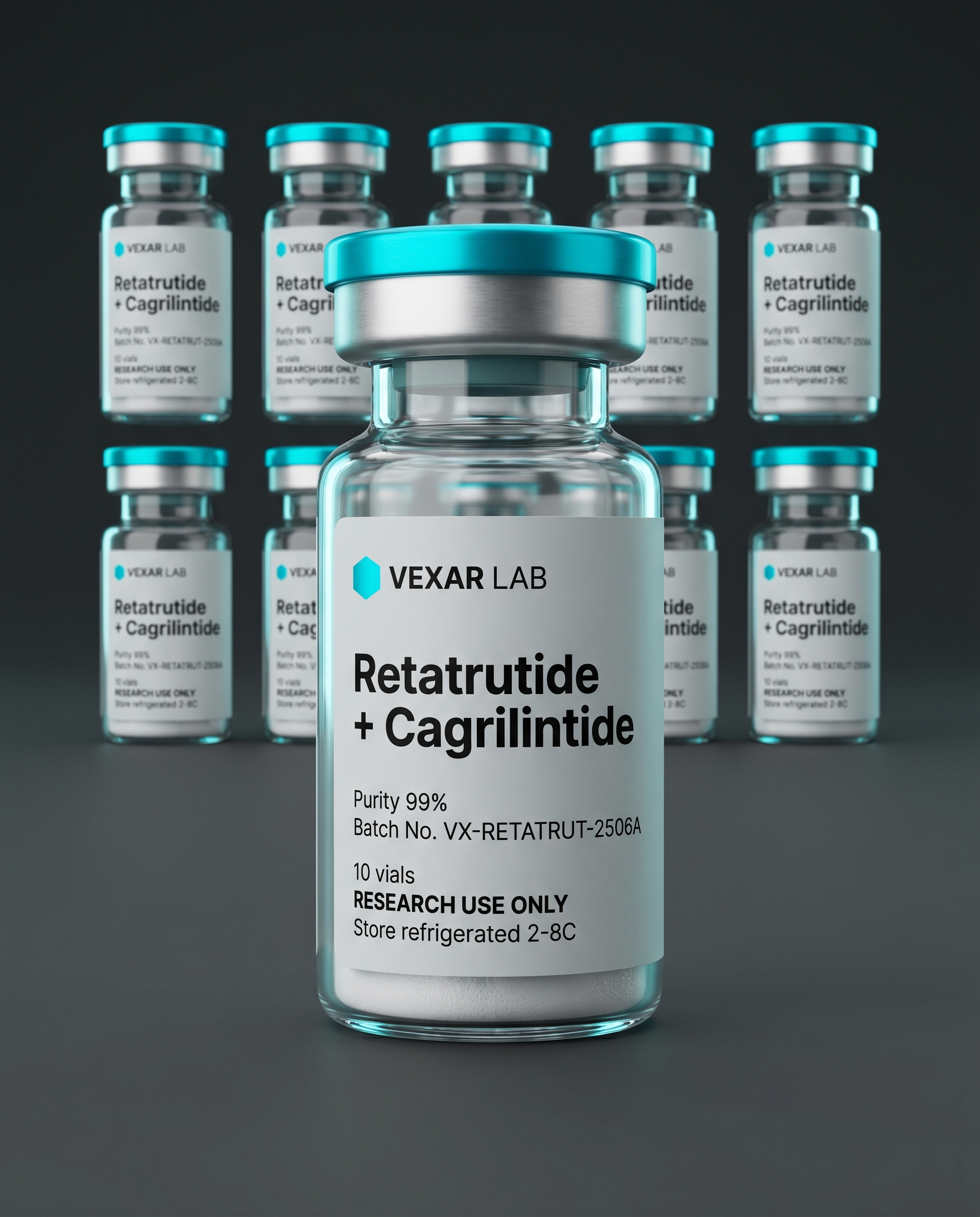 Vexar Lab Retatrutide + Cagrilintide research peptide, pack of 10 vials, for research use only