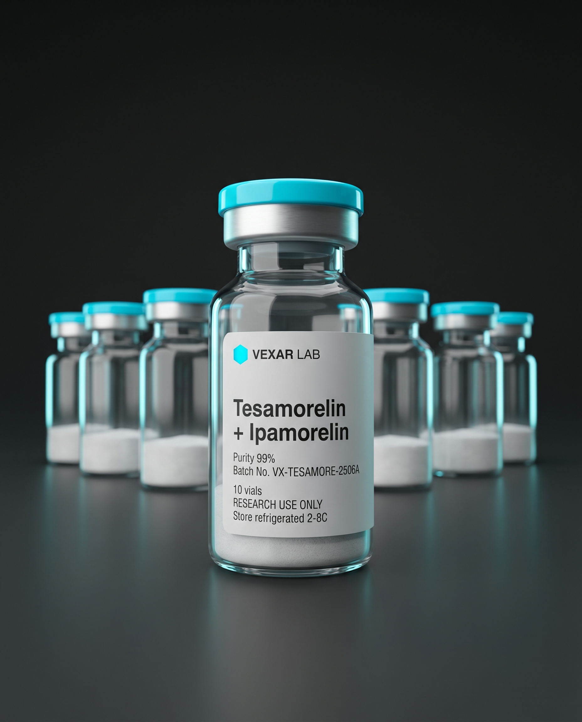 Vexar Lab Tesamorelin + Ipamorelin research peptide, pack of 10 vials, for research use only